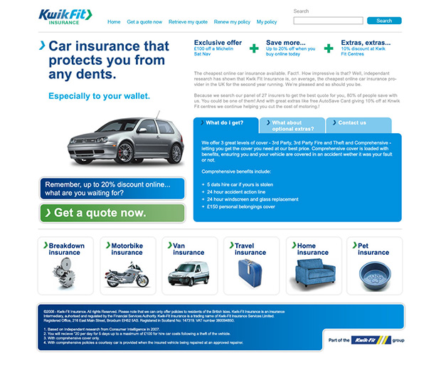 KwikFit Car Insurance Website Design