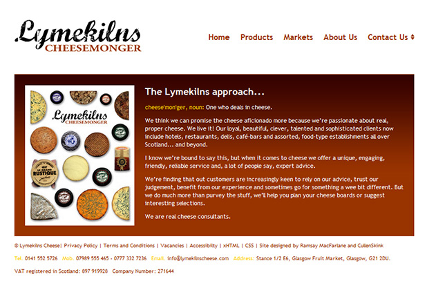 Lymekilns Cheesemonger Website